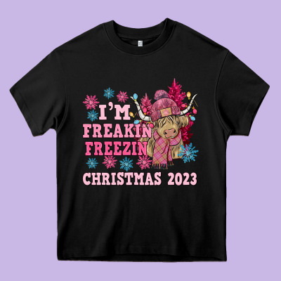 I'm Freakin Freezin Christmas 2023 Heavy Core Tee Designed By Nancycooperartshop