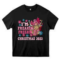 Black i'm freakin freezin christmas 2023 Heavy Core Tee - NancyCooperArtShop