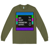 Army Green Eat Sleep Chemıstray Repeat Long Sleeve Tee - Bettercallsaul