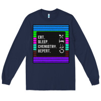 Navy Eat Sleep Chemıstray Repeat Long Sleeve Tee - Bettercallsaul