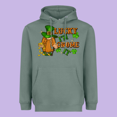Lucky I'm Gnome It St. Patricks Day Heavyweight Hoodie Designed By Fadigitalartstudio