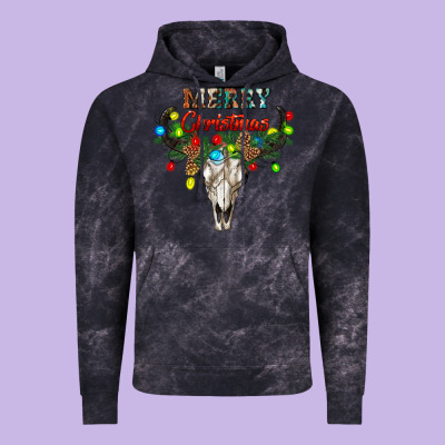Merry Christmas Bull Skull Vintage Hoodie Designed By Ranaportraitstore
