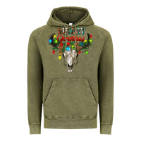 Vintage Olive merry christmas bull skull Vintage Hoodie - RanaPortraitStore