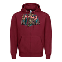 Burgundy Badass Mama Mother's Day png sublimation design do Zipper Hoodie - CowGirlArtShop