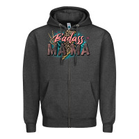 Charcoal Heather Badass Mama Mother's Day png sublimation design do Zipper Hoodie - CowGirlArtShop