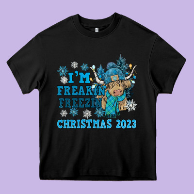 I'm Freakin Freezin Christmas 2023 Heavy Core Tee Designed By Nancycooperartshop