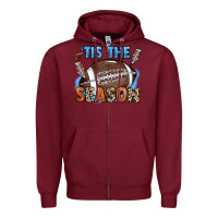 Burgundy Tis the season lightning bolt Zipper Hoodie - HowdyJamesFarm