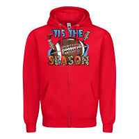 Red Tis the season lightning bolt Zipper Hoodie - HowdyJamesFarm