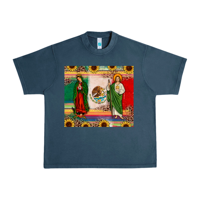 Mexico Flag Our Lady Of Guadalupe San Judas Sunflower Urban Heavy Tee by JahusDesignShop | Teevron