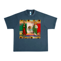 Midnight Navy mexico flag our lady of guadalupe san judas sunflower Urban Heavy Tee - JahusDesignShop
