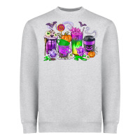 Heather Grey Halloween Coffee Cups Heavyweight Sweatshirt - texasbilliewilder