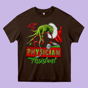Christmas Character Hand Physician Assistant Heavy Core Tee Designed By Nancycooperartshop
