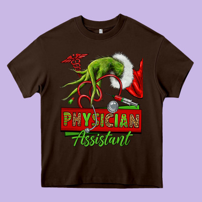 Christmas Character Hand Physician Assistant Heavy Core Tee Designed By Nancycooperartshop
