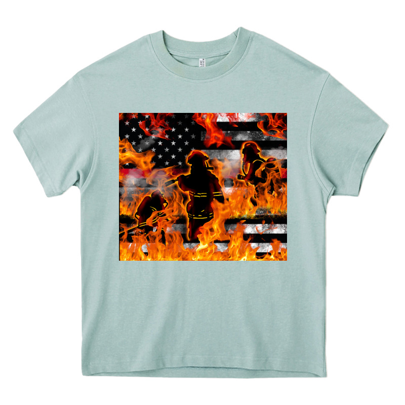 Firefighter Thin Red Lin Heavy Core Tee by LillyAllenDesigns | Teevron