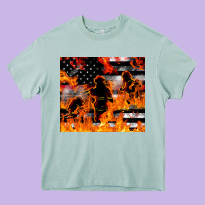 Firefighter Thin Red Lin Heavy Core Tee Designed By Lillyallendesigns