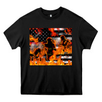 Black firefighter thin red lin Heavy Core Tee - LillyAllenDesigns