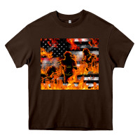 Chocolate Brown firefighter thin red lin Heavy Core Tee - LillyAllenDesigns