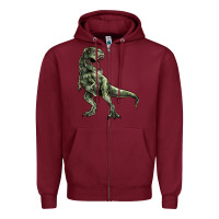 Burgundy T-rex Zipper Hoodie - HowdyJamesFarm