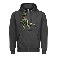 Charcoal Heather T-rex Zipper Hoodie - HowdyJamesFarm
