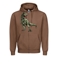 Chestnut T-rex Zipper Hoodie - HowdyJamesFarm
