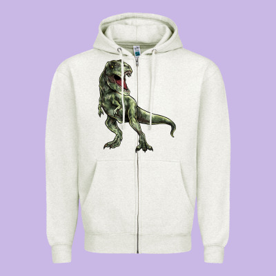 T-rex Zipper Hoodie Designed By Howdyjamesfarm