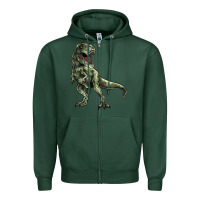 Sports Green T-rex Zipper Hoodie - HowdyJamesFarm