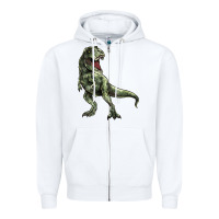 White T-rex Zipper Hoodie - HowdyJamesFarm