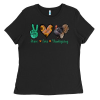 Black peace love thanksgiving Ladies Tee - Jasminsmagicworld