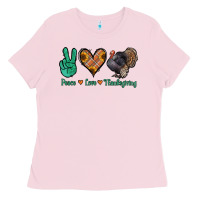 Bubblegum Pink peace love thanksgiving Ladies Tee - Jasminsmagicworld