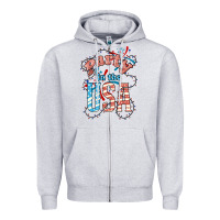 Heather Grey Party in the USA 4th of july Zipper Hoodie - HowdyJamesFarm