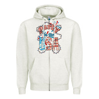 Oatmeal Heather Party in the USA 4th of july Zipper Hoodie - HowdyJamesFarm