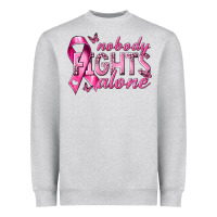 Heather Grey nobody fights alone cancer Heavyweight Sweatshirt - NancyCooperArtShop