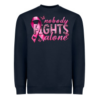 Navy nobody fights alone cancer Heavyweight Sweatshirt - NancyCooperArtShop