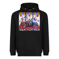 Black Fourth Of July Truck American Flag Heavyweight Hoodie - FaDigitalArtStudio