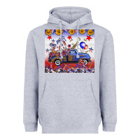 Heather Grey Fourth Of July Truck American Flag Heavyweight Hoodie - FaDigitalArtStudio
