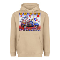 Mushroom Fourth Of July Truck American Flag Heavyweight Hoodie - FaDigitalArtStudio