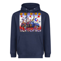 Navy Fourth Of July Truck American Flag Heavyweight Hoodie - FaDigitalArtStudio