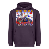 Plum Fourth Of July Truck American Flag Heavyweight Hoodie - FaDigitalArtStudio