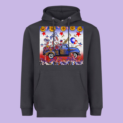 Fourth Of July Truck American Flag Heavyweight Hoodie Designed By Fadigitalartstudio