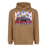 Toasted Coconut Fourth Of July Truck American Flag Heavyweight Hoodie - FaDigitalArtStudio