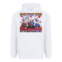 White Fourth Of July Truck American Flag Heavyweight Hoodie - FaDigitalArtStudio
