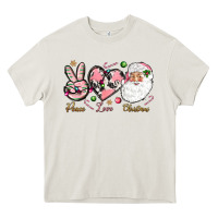 Cream pink peace love christmas Heavy Core Tee - NancyCooperArtShop
