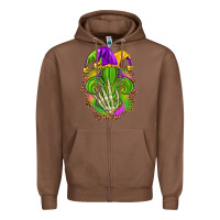 Chestnut Mardi Gras with skeleton hand Zipper Hoodie - HowdyJamesFarm