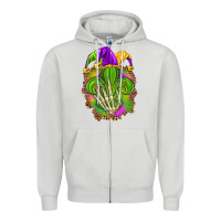 Dove Grey Mardi Gras with skeleton hand Zipper Hoodie - HowdyJamesFarm