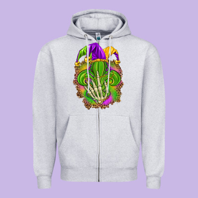 Mardi Gras With Skeleton Hand Zipper Hoodie Designed By Howdyjamesfarm