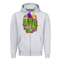 Heather Grey Mardi Gras with skeleton hand Zipper Hoodie - HowdyJamesFarm