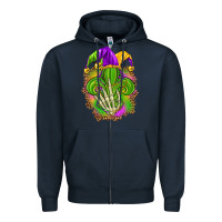 Navy Mardi Gras with skeleton hand Zipper Hoodie - HowdyJamesFarm