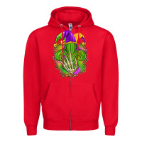 Red Mardi Gras with skeleton hand Zipper Hoodie - HowdyJamesFarm