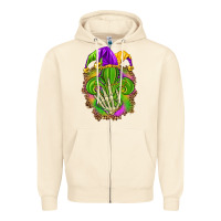 Sandshell Mardi Gras with skeleton hand Zipper Hoodie - HowdyJamesFarm