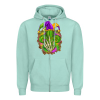 Seafoam Mardi Gras with skeleton hand Zipper Hoodie - HowdyJamesFarm